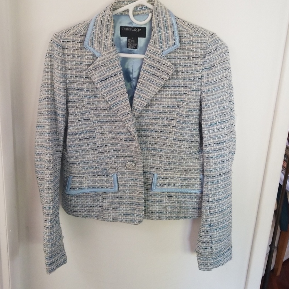 Thick blue and white blazer